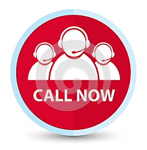 Call now (customer care team icon) flat prime red round button