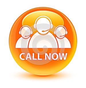 Call now (customer care team icon) glassy orange round button