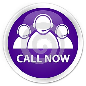 Call now (customer care team icon) premium purple round button