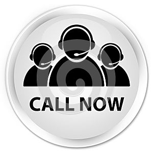 Call now (customer care team icon) premium white round button