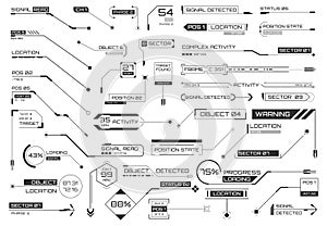 Call out titles, pointers, targets infographic elements. Futuristic user interface. Virtual graphic. Infographic