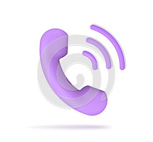 Call phone icon. Telephone handset. 3d tube for support, hotline, contact and help of customer. Emergency service concept. Sign of