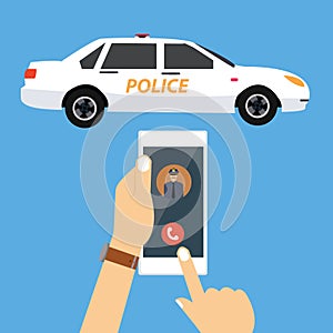 Call police car via mobile phone emergency