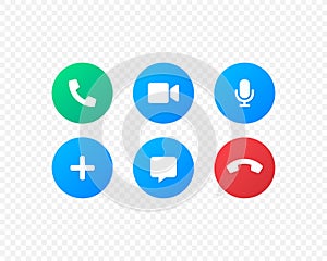 Call screen buttons vector icons. Video call symbols isolated on white background. Vector illustration EPS 10