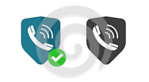 Call secure spam protection of caller ID blocking service from robocall icon flat vector or phone cyber phishing privacy and