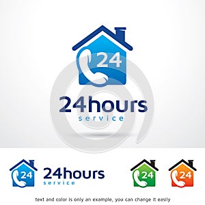 Call Service 24 Hours Logo Template Design Vector