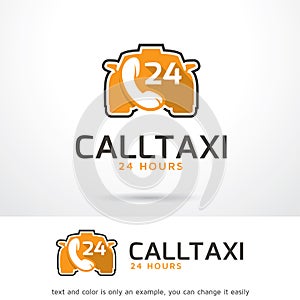 Call Taxi 24 Hours Logo Template Design Vector