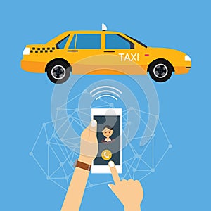 Call taxi cab from mobile phone application online