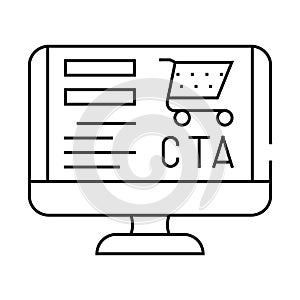 call to action cta ux ui line icon vector illustration
