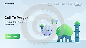 Call to prayer for website template landing or homepage design