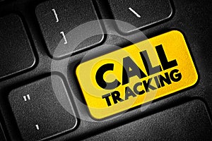 Call Tracking text button on keyboard, concept background