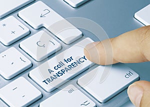 A call for transparency - Inscription on Blue Keyboard Key