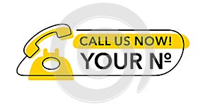 Call us Now. thin line template for phone number