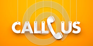 CALL US - word hanging on orange background