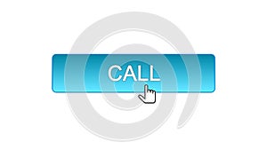 Call web interface button clicked mouse cursor, blue color, technical support