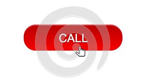 Call web interface button clicked mouse cursor, red color, technical support