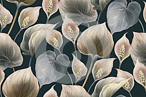 Calla flowers seamless pattern background photo