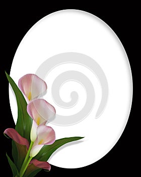 Calla Lilies Border on black oval frame