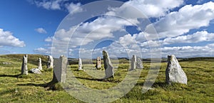 Callanish III stone circle, Isle of Lewis, Outer Hebrides, Scotland. Megalithic complex setting of 17 stones variously described a photo