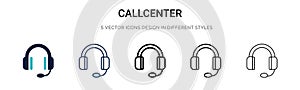 Callcenter icon in filled, thin line, outline and stroke style. Vector illustration of two colored and black callcenter vector
