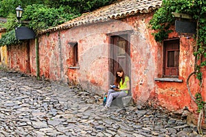 Calle de los Suspiros Street of Sighs in Colonia del Sacrament photo