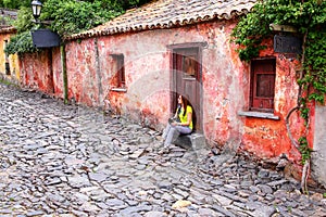 Calle de los Suspiros Street of Sighs in Colonia del Sacrament photo