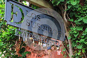 Calle de los Suspiros Street of Sighs sign in Colonia del Sacr photo