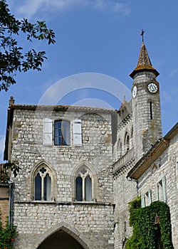 The so-called `Black Prince` house and the bell tower of the Saint-AndrÃ© church in Monflanquin