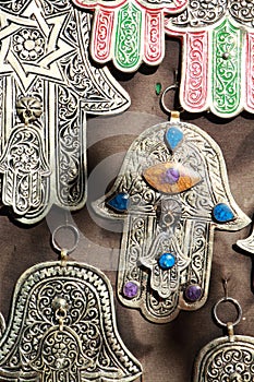 The so-called hands of Fatima, are hand-carved metal hands