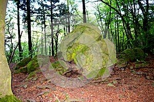 The so called Magnetsteine -magnetic rocks - near Castle Frankenstein, Odenwald Germany