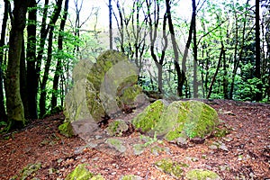 The so called Magnetsteine -magnetic rocks - near Castle Frankenstein, Odenwald Germany