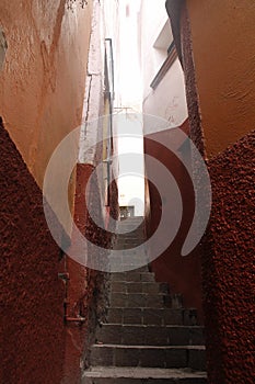 Callejon del Beso in the narrowest part, Guanajuato, Mexico