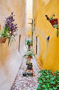 Callejon del Duende, the narrowest street in Cadiz, Spain