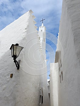 Callejuela estrecha de Binibeca. Menorca. Islas Baleares. photo