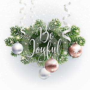 Calligraphic Christmas inscription Be Joyful