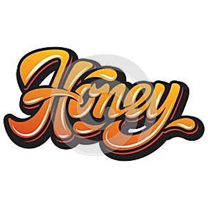 Calligraphic color and stylish inscription - honey. Lettering
