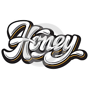 Calligraphic color and stylish inscription - honey. Lettering