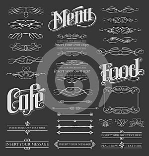 Calligraphic and Decorative Chalkboard Design Elements for Menus photo