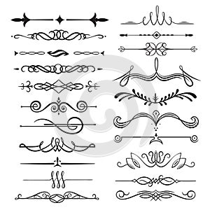 Calligraphic decorative dividers set, ornamental elegant design