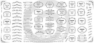 Kaligrafické prvky . dekorativní víry nebo svitky starodávný rámy  mávání etikety a odpichovátko. vektor 