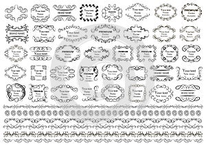 Caligráfico diseno elementos . decorativo fe o pergaminos antiguo marcos  ondulación etiquetas a alfiler. 