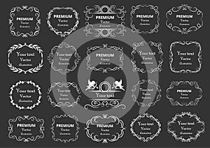 Caligráfico diseno elementos . decorativo fe o pergaminos antiguo marcos  ondulación etiquetas a alfiler. 