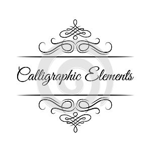 Calligraphic design elements . Decorative swirls or scrolls, vintage frames , flourishes. Vector.