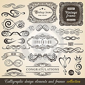 Calligraphic Design Elements and Frames. Vintage Collection. Vector.
