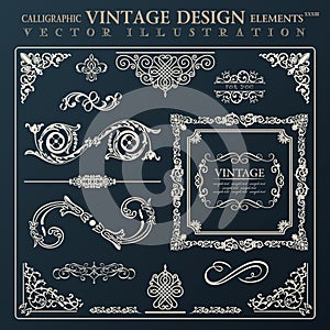 Calligraphic design elements vintage ornament. Vector frame decor