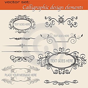 Calligraphic design series of elements