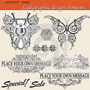 Calligraphic design series of elements