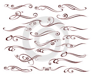 Calligraphic elegant elements design.Vector illustration.