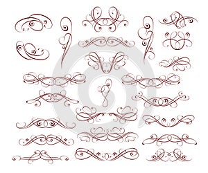 Calligraphic elegant elements design.Vector illustration.