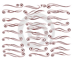 Calligraphic elegant elements design.Vector illustration.